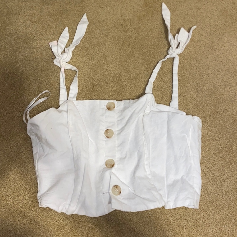 Button down crop tank